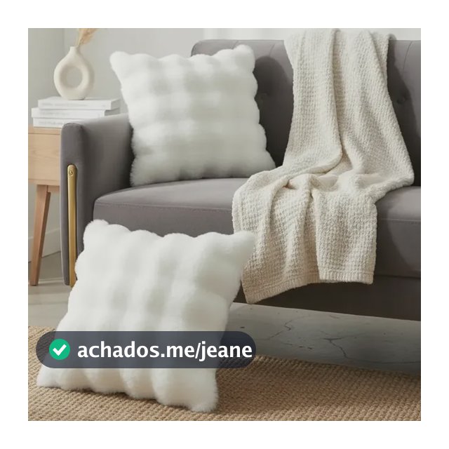 Capa De Almofada De Sofá Com Decoração De Pele Sintética Branco Liso