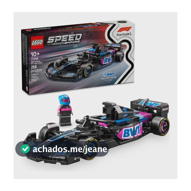 LEGO Speed Champions Carro de Corrida BWT Alpine F1 Team A524 77248; Carro de Fórmula 1 de brinquedo para montar