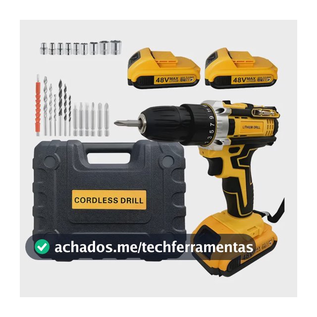 Furadeira Parafusadeira 48v Max 2 Baterias De Lítio Sem Fio