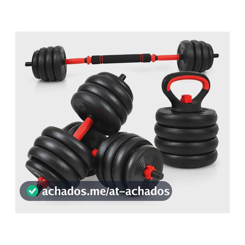 Halteres Peso De Musculação Kit Halteres E Anilhas 15kg Preto
