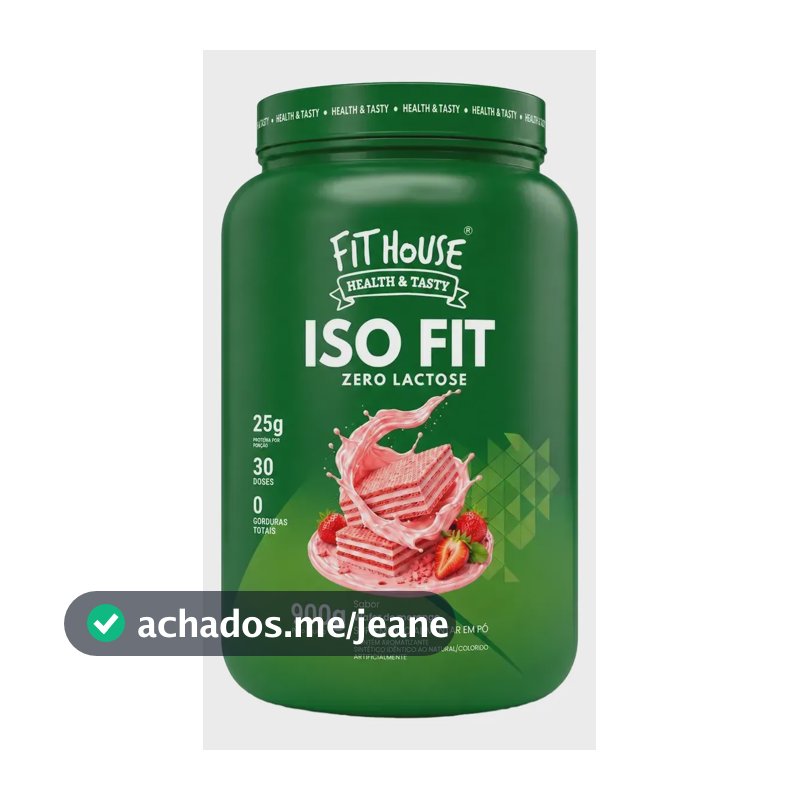 Iso Fit Proteina Isolada Zero Lactose Fit House 900g Wafer De Morango