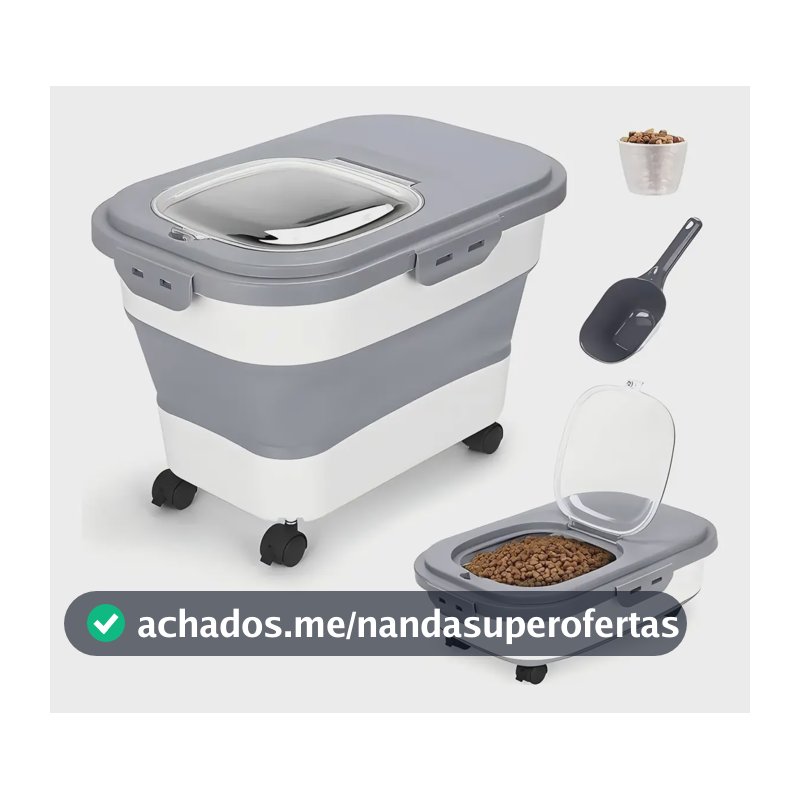 Recipiente De Armazenamento De Comida De Cachorro Caixa Lisa Cinza