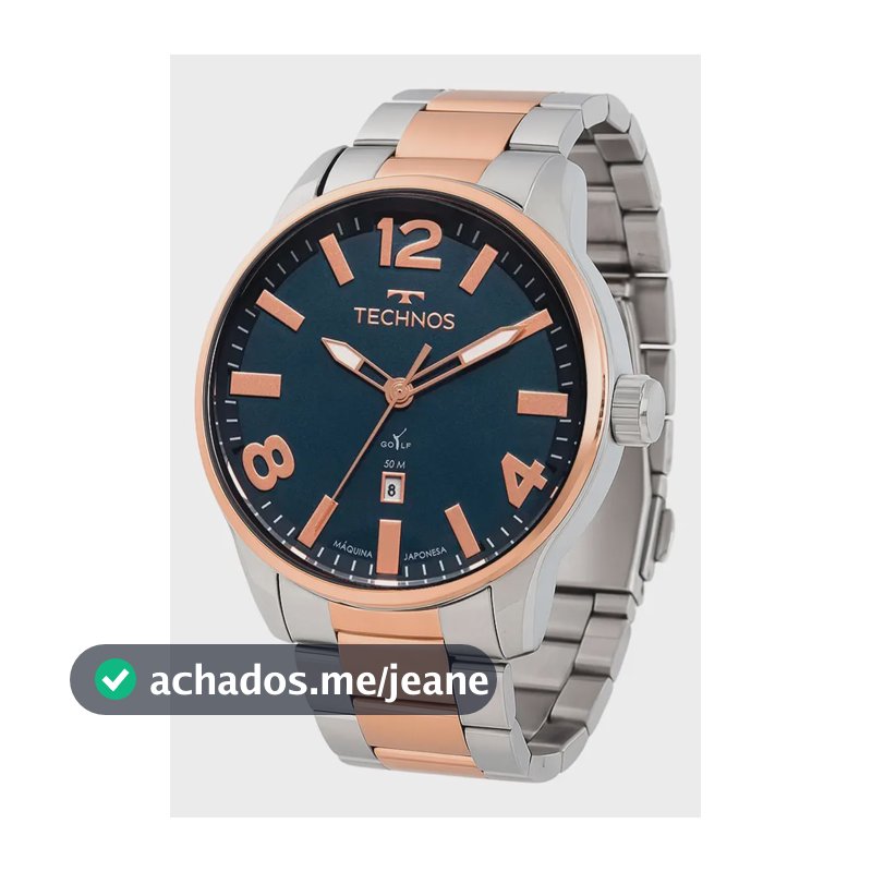 Relógio Technos Masculino 2115UBE1A Analógico Prateado Azul com Calendário
