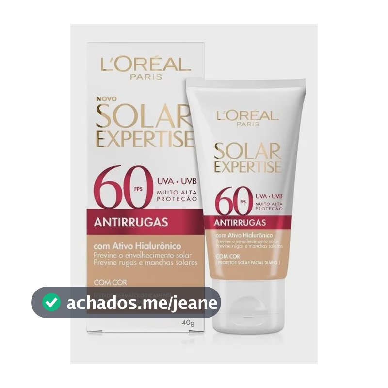 Protetor Solar Facial L'Oréal Paris Solar Expertise Antirrugas Fps 60 Com Cor Tom Claro 40g