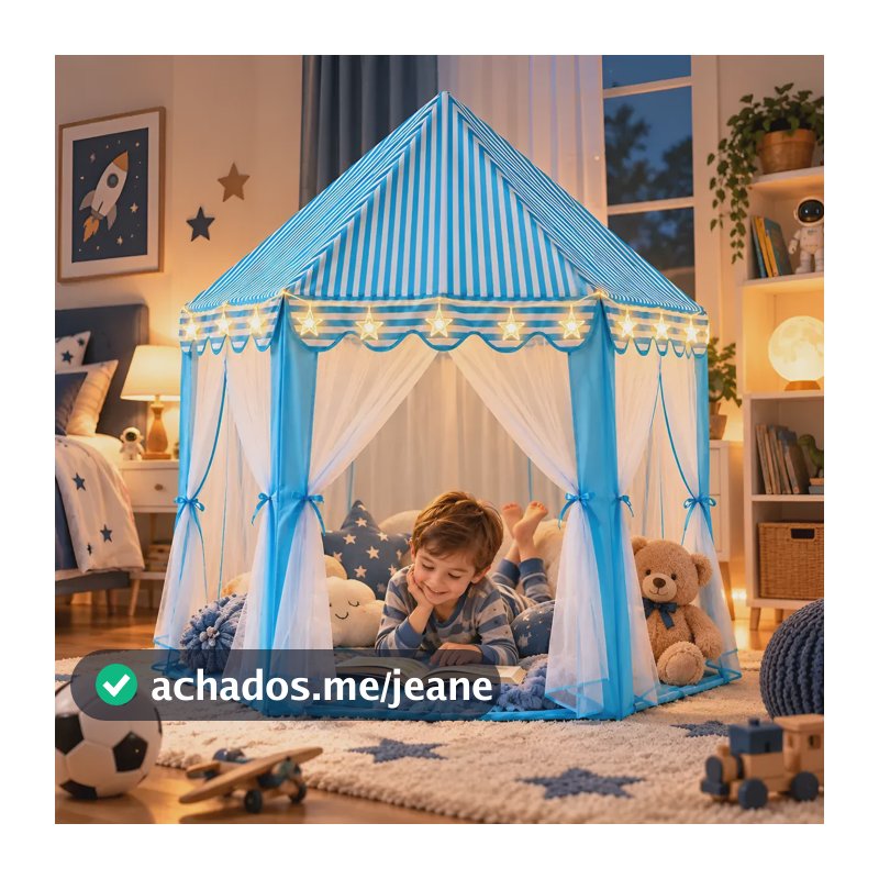 Barraca Infantil Tenda Castelinho Iluminada Menino Azul Led Azul