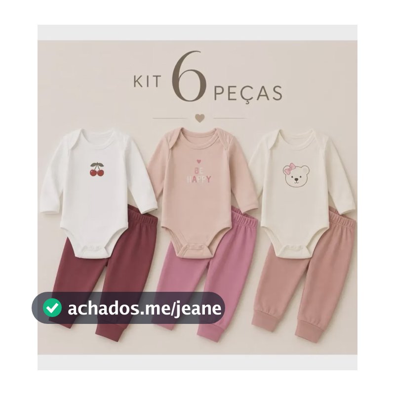 4b Kids Kit 6 Peças Menina Bodie E Calça Algodão Multicolorido Gg