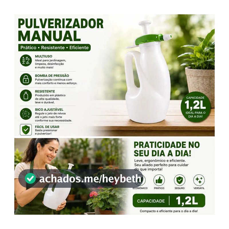 Pulverizador Manual Compressão Previa Bico de pato - Guarany 1,2 Litros Branco/verde