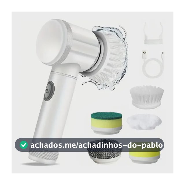 Escova De Limpeza Elétrica 5 Em 1 Multifuncional Giratória Branco
