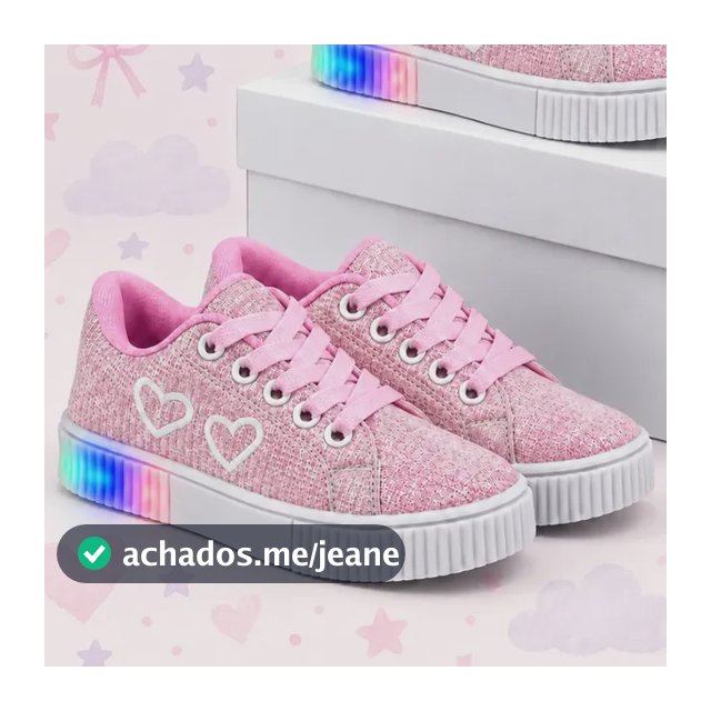 Kit 2 Pares Tênis Infantil Menina Led Cadarço Conforto 26-33