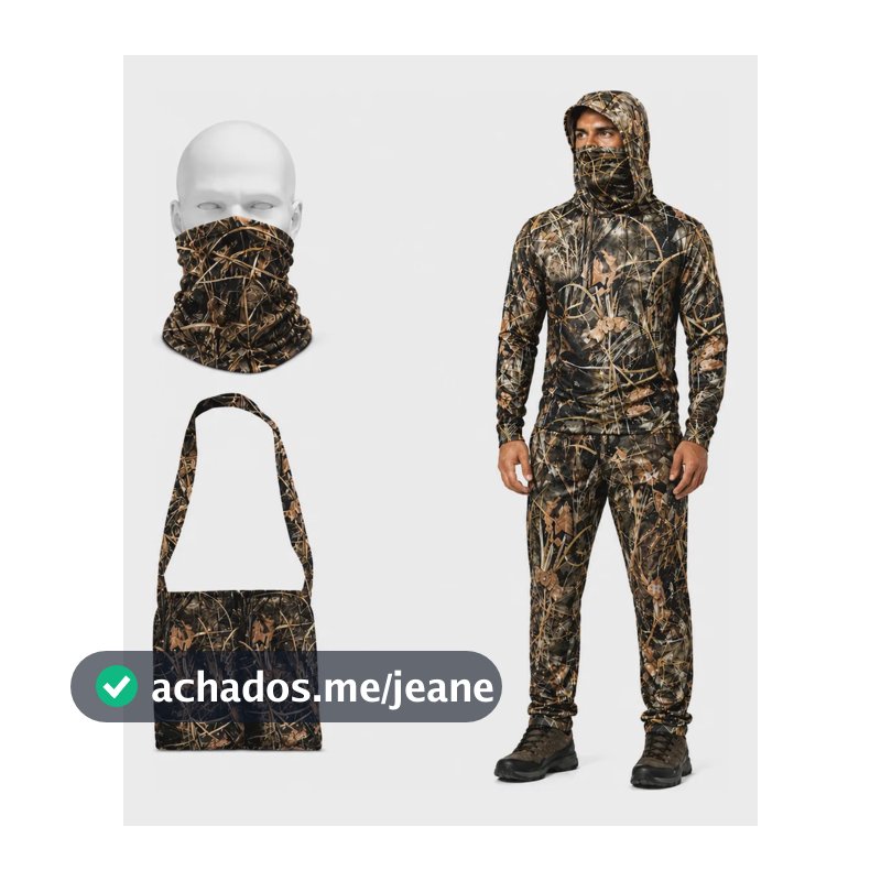 Kit Roupa  Camuflada Camisa + Calça + Borno Caça E Pesca Uv Palha G