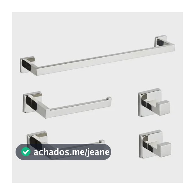 Kit 5 Conjunto Acessorios Suporte Banheiro Lavabo Inox 304 Prateado Brilhante