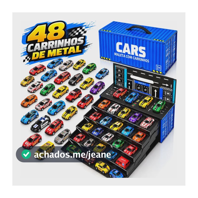 Kit 48 Carrinhos Metal Fricção 2 Pistas Container Infantil Azul