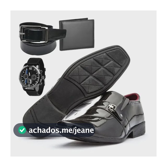 Kit Sapato Social Masculino Com Carteira Cinto E Relógio
