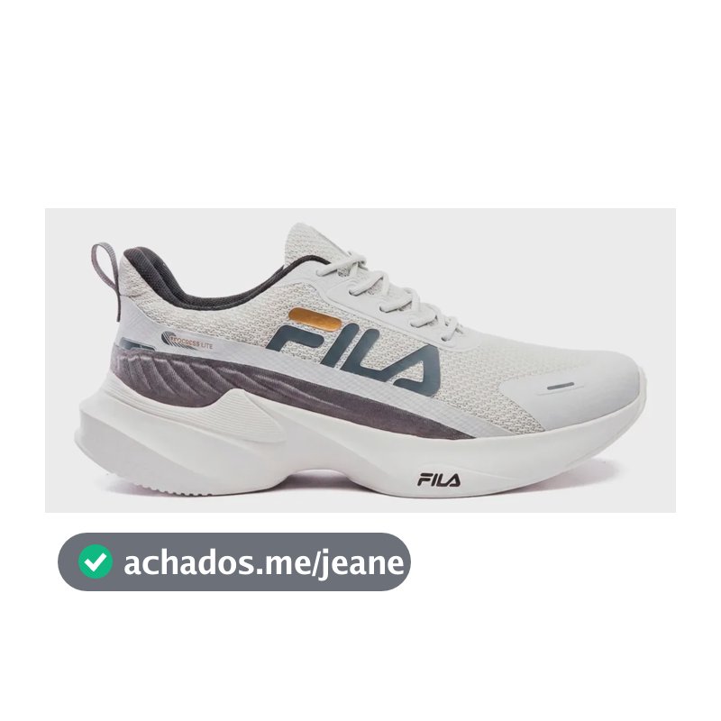 Tênis Fila Progress Lite Masculino Leve Confortável Treino Cinza Gelo / Grafite / Dourado Liso 39 Br