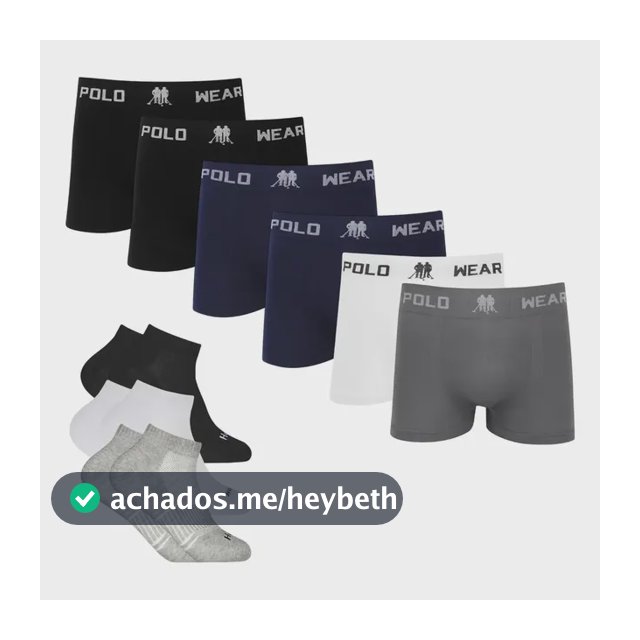Kit 6 Cueca Polo Wear Microfibra + 6 Meia Cano Medio Algodão