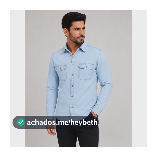 Camisa Jeans Masculina Social Slim Manga Longa Jeans Claro G