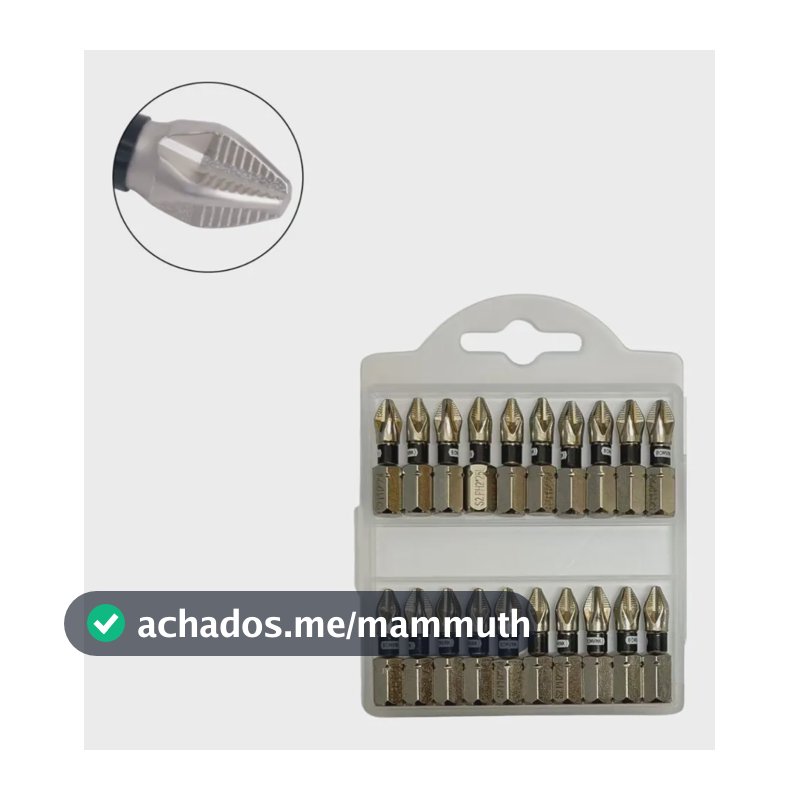Kit 20 Peças Bits Ph2 25mm Parafusadeira Magnético Curto S2