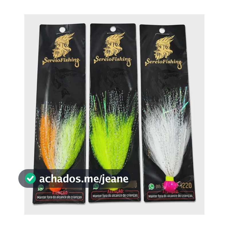 Isca Artificial Sereio Fishing Kit Com 3 Jigs P/ Tucunaré Laranja
