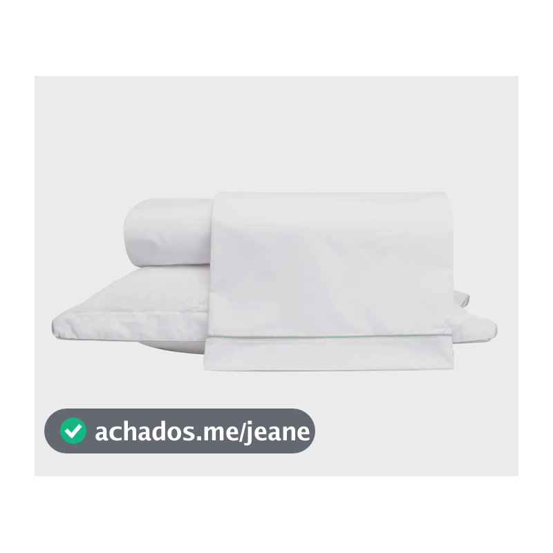 Jogo de Lençol Basics Vivo Branco e Verde 200 Fios 100% Algodão Solteiro