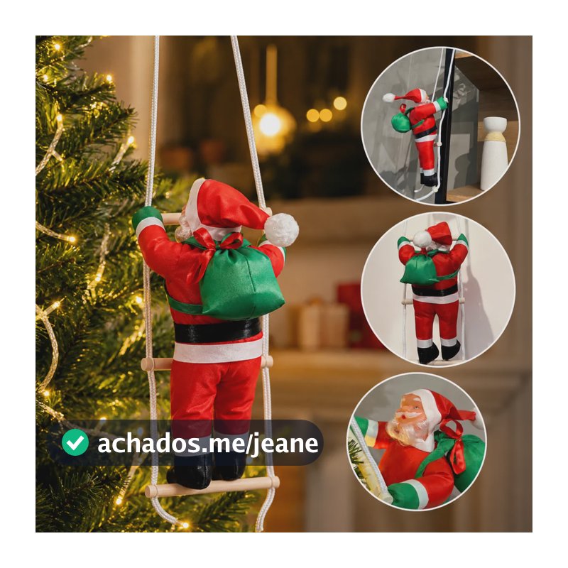 Papai Noel Boneco Subindo Escada Decoração Varanda Natal Vermelho Não Se Aplica