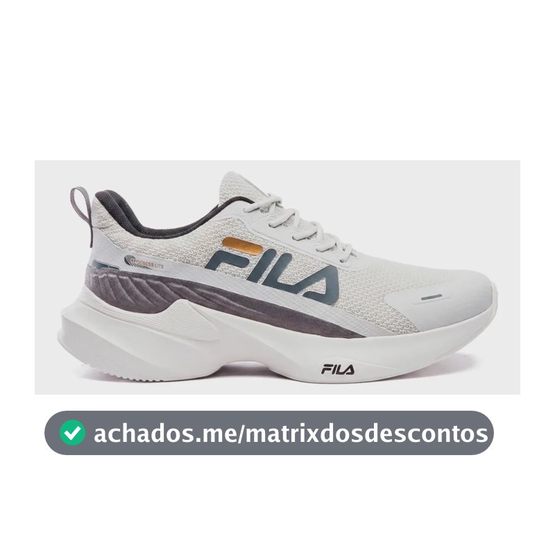 Tênis Fila Progress Lite Masculino Leve Confortável Treino Cinza Gelo / Grafite / Dourado Liso 39 Br