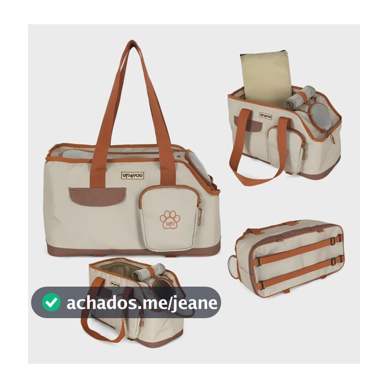 Bolsa Pet Transporte Viagem Avião Bordo Carro Cachorro Gato Bege