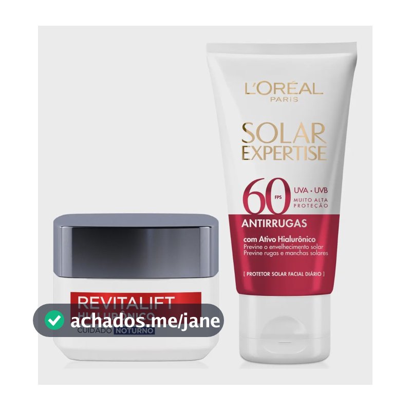 Kit Revitalift Hialurônico + Solar Expertise Antirrugas FPS60 L'Oréal Paris
