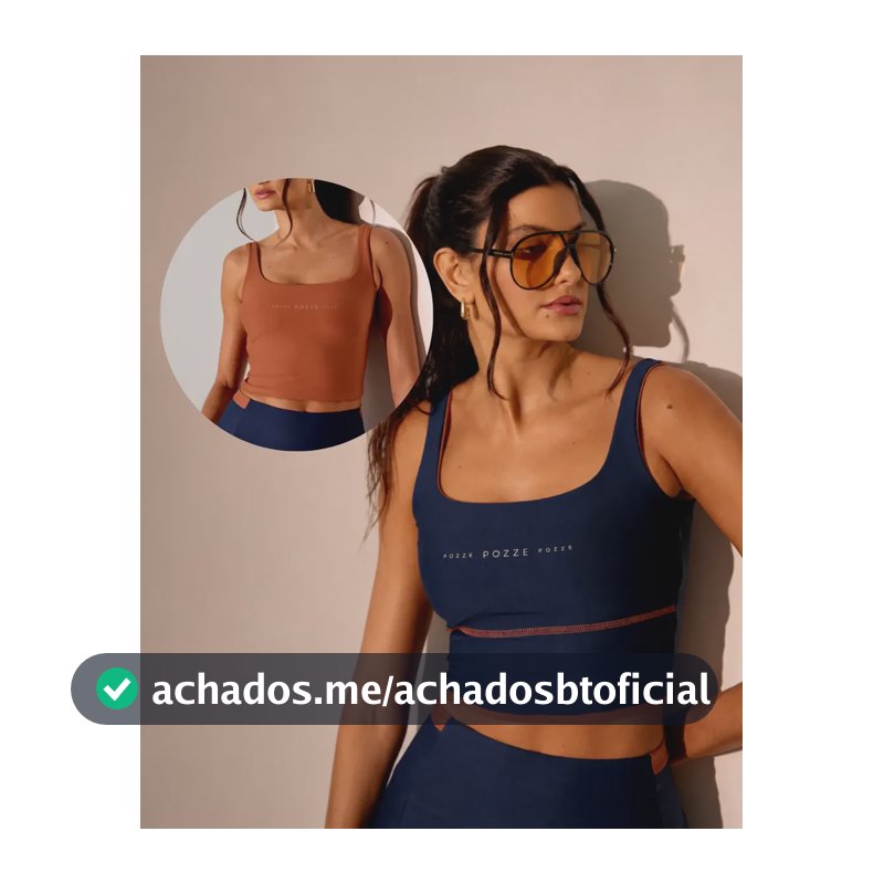 Top Longo Fitness Dupla Face Gaia Feminino Decote Quadrado Multicolorido Capuccino/marinho M