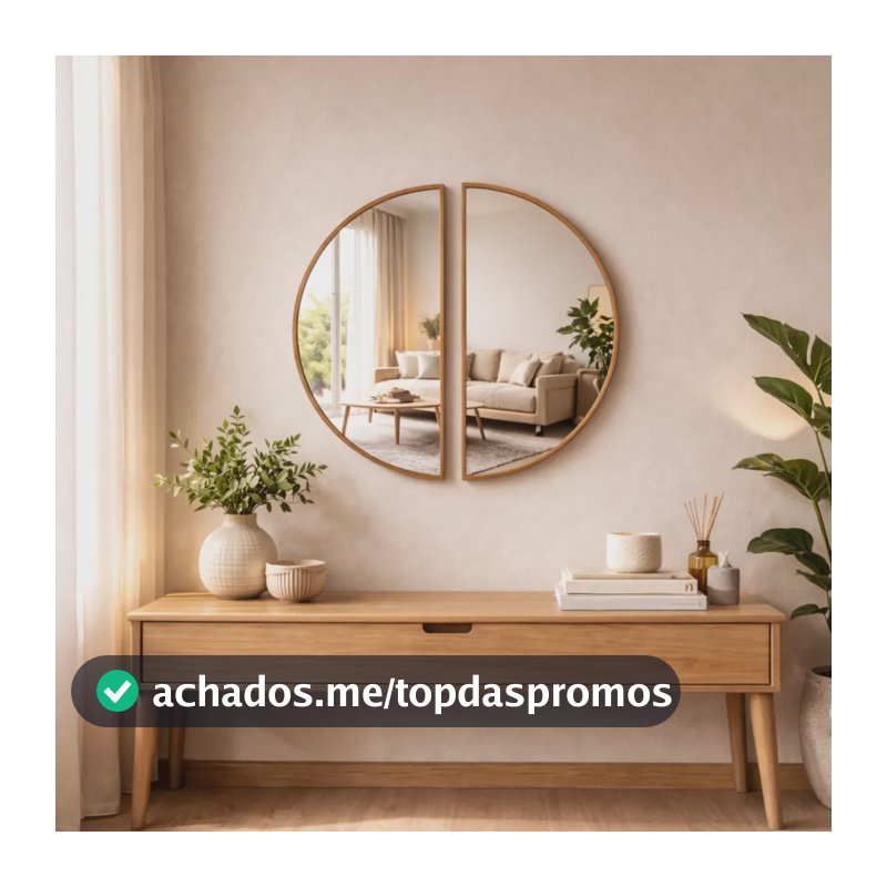 Espelho Decorativo Meia Lua 60x30 Em Couro Reforçado Premium Caramelo