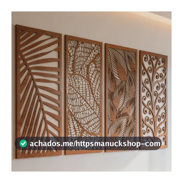 Conjunto 4 Quadro Folhagem Natureza Decoração Para Casa