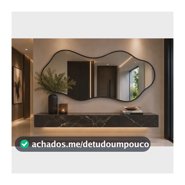 Espelho Orgânico grande com Moldura Lapidado 100x50 Preto