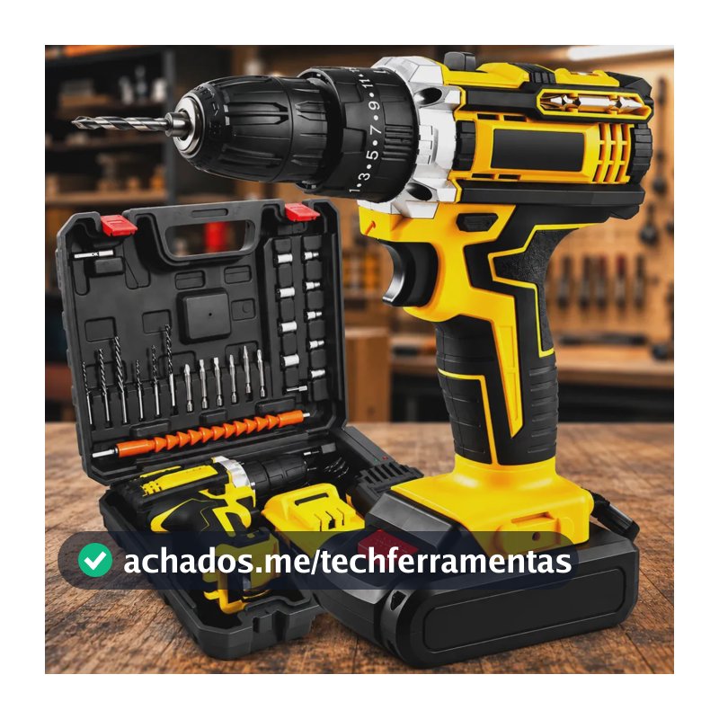 Parafusadeira 48v De Impacto Uso Sem Fio Luz de Led Com 2 Baterias Recarregável Bivolt Kit Completo De Chaves Maleta Profissional Furadeira Brushless Carregador - Marca Macater