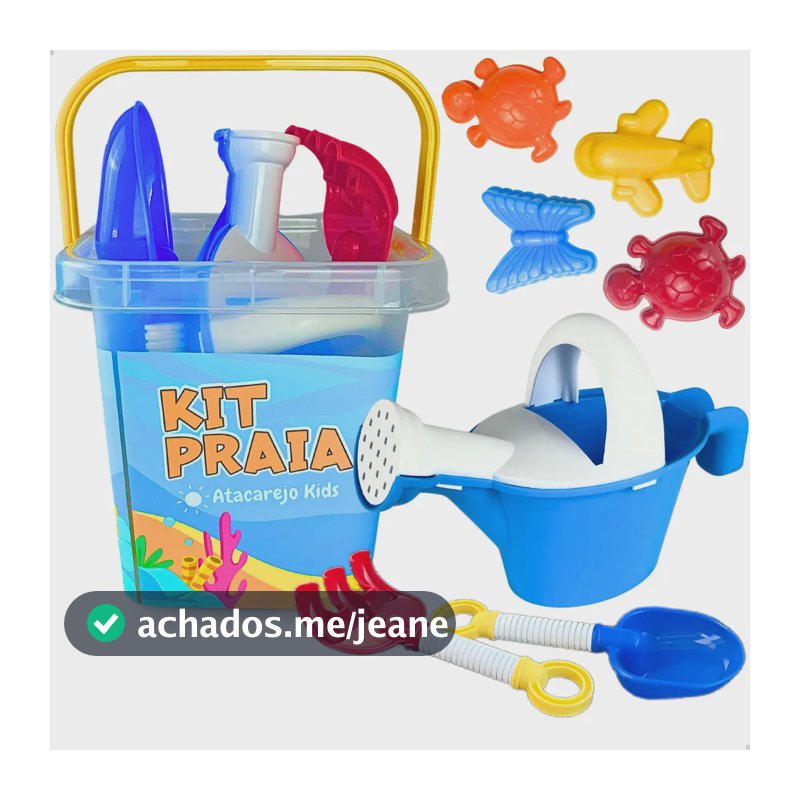 Balde De Praia Infantil Kit Completo c/ 8 Peças Baldinho Para Brincar Brinquedos de Areia Regador Rastelo Forminhas Atacarejo Kids