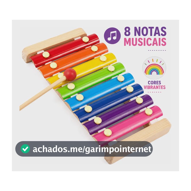 Xilofone Infantil Montessori Brinquedo Educativo Musical Colorido