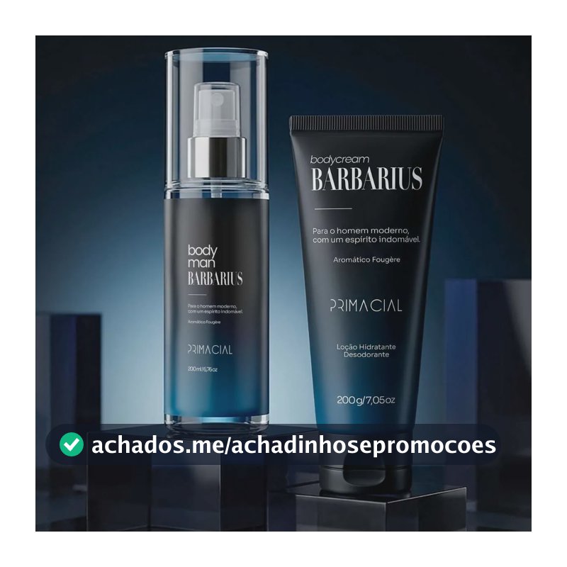 Kit Body Splash Barbarius + Hidratante Desodorante Masculino