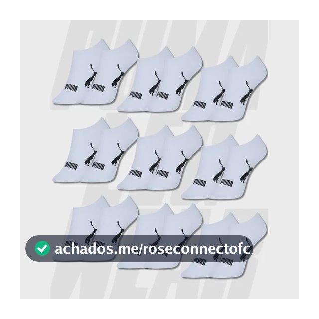 Kit Com 9 Pares Meias Sapatilha Invisível Ou Cano Curto Puma Branco Sapatilha Invisível 39-43