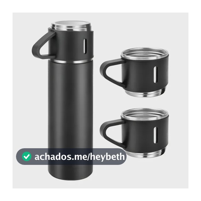 500ml Caneca Kit Garrafa Térmica Vacuum Bottle Inox + 3 Xíca