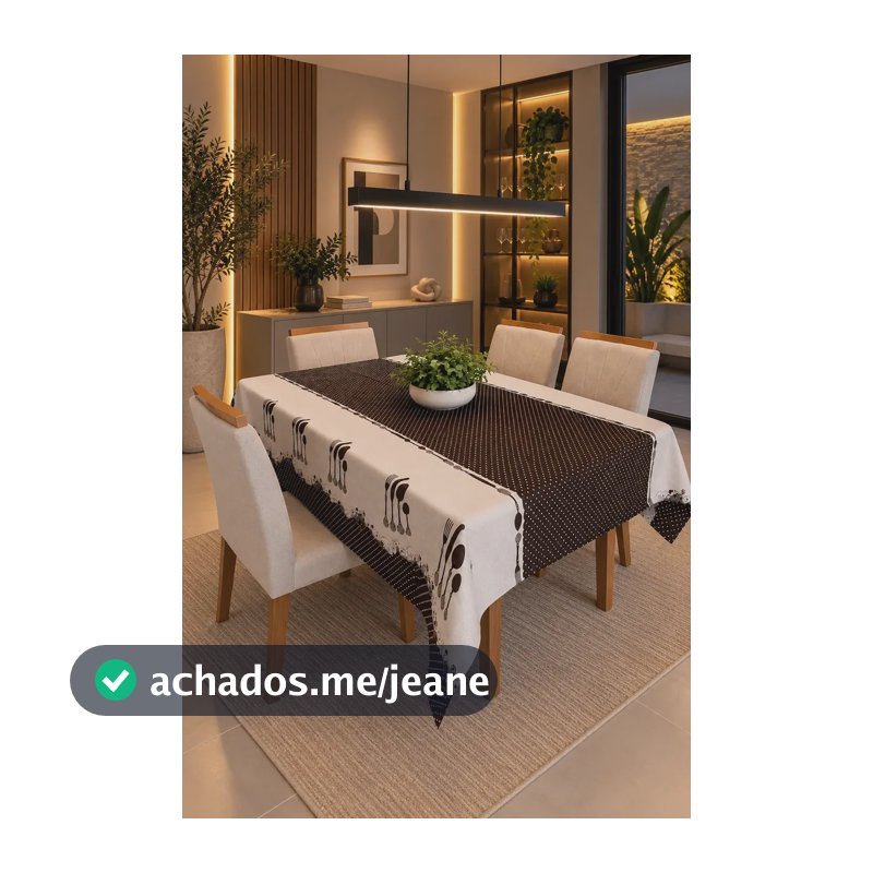 Toalha De Mesa 6 Lugares Retangular Rústica Luxo 1,40x2,10m Cor Talheres