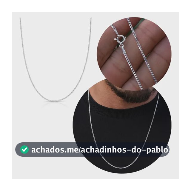 Corrente Masculina Em Prata 925 Grumet Escamada Argennti 1m 50 Cm 1 Mm