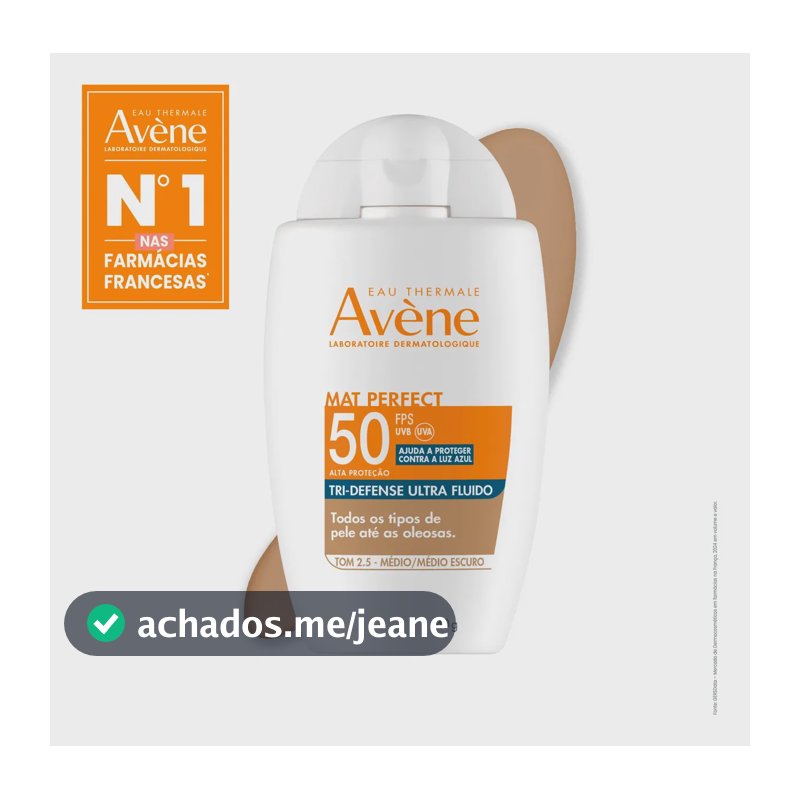 Avène Protetor Solar Mat Perfect Tri-Defense Ultra Fluido FPS 50 Tom 2.5 Médio/Médio Escuro