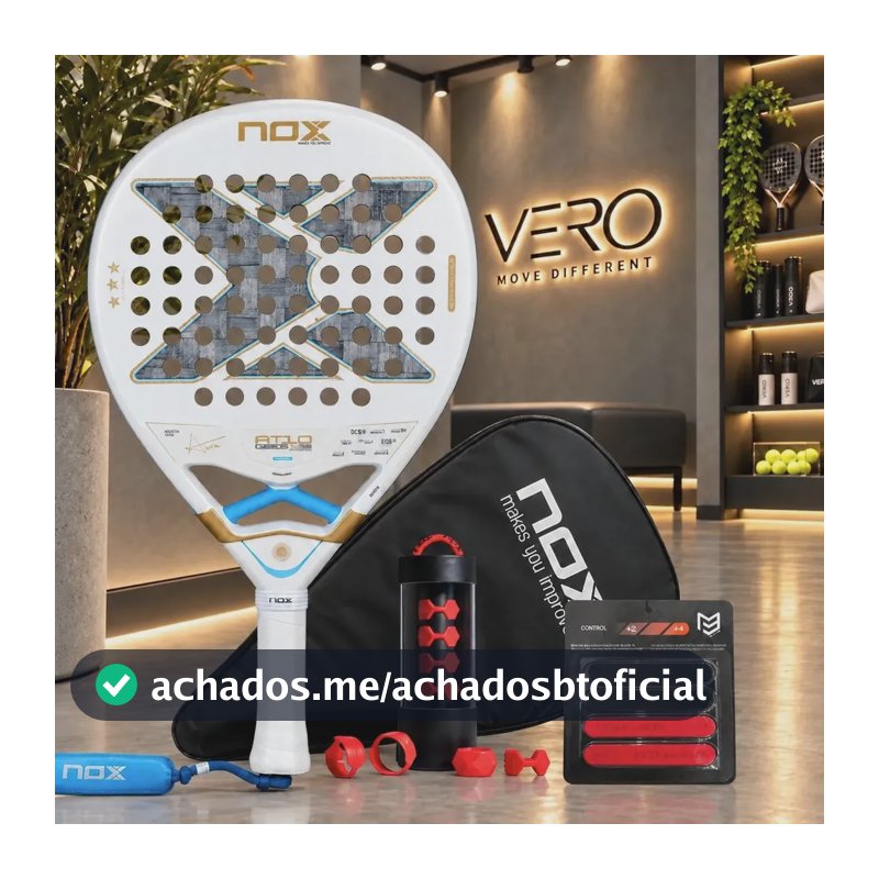 Raquete Padel Nox At10 Genius 18k Alum Edição Argentina 2026 Branco