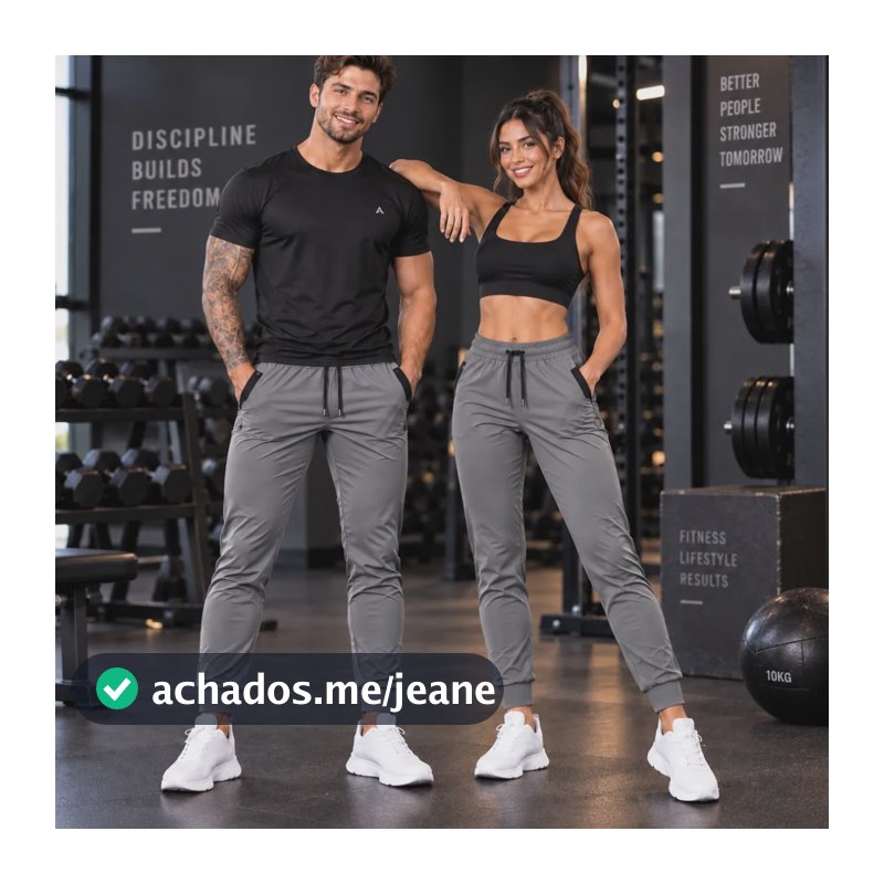Calça Academia Poliamida Elastano Jogger Esportiva Masculina Cinza Liso G