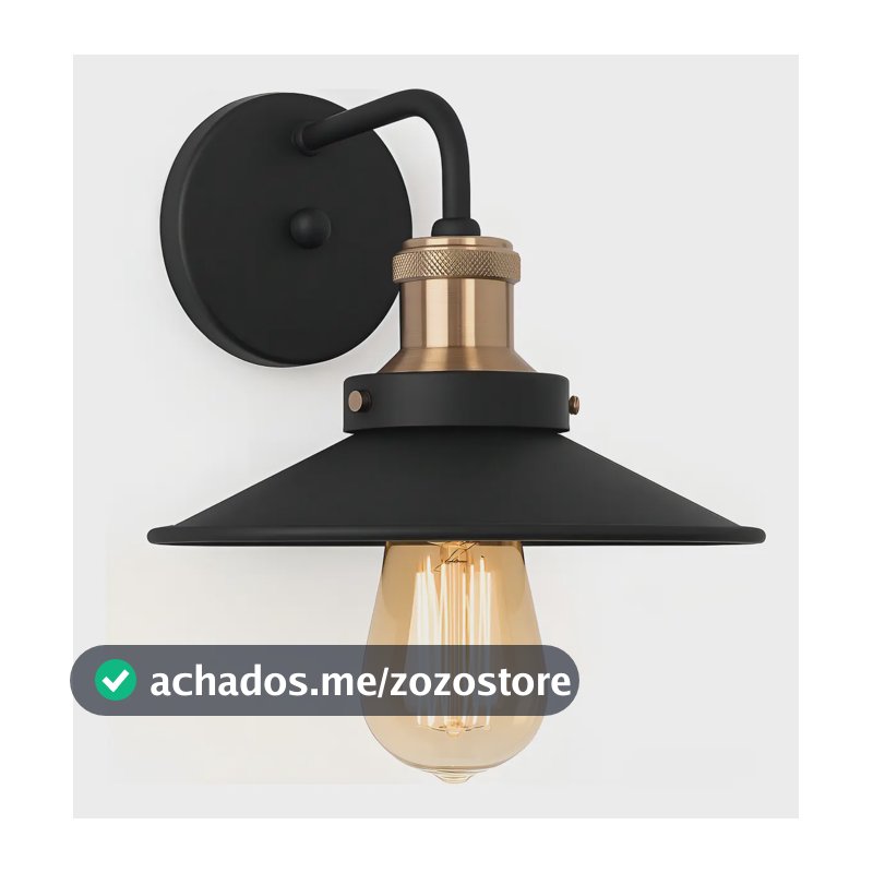 Luminária Arandela Industrial Vintage Nordic Tony Iluminação E27 Retro Parede Preto/cobre Aluminio 110/220Bivolt Led Sala Cozinha Quarto Corredor Churrasqueira