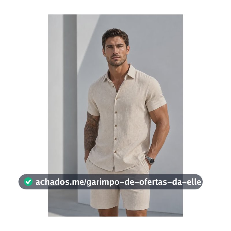Camisa Manga Curta Viscose Old Money Confortavel Bege Liso M