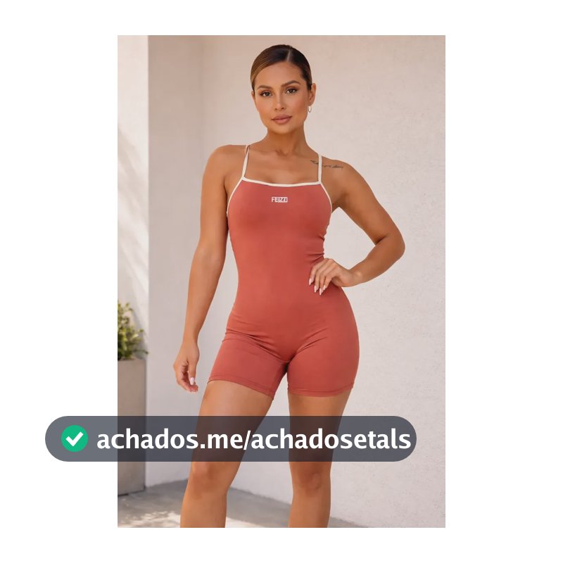 Macaquinho Poliamida Macacão Liso Feminino Academia Feizzi Terracota M (38/40)