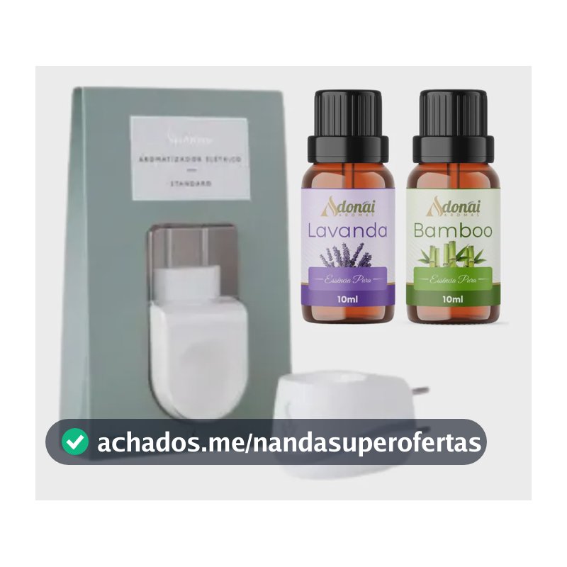 Kit Difusor Elétrico Tomada Via Aroma + Duas Essencias Bamboo / Lavanda 127/220v