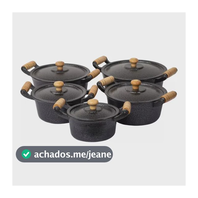 Jogo De Panela Alumínio Fundido Batido Grosso Preto 5 Peças