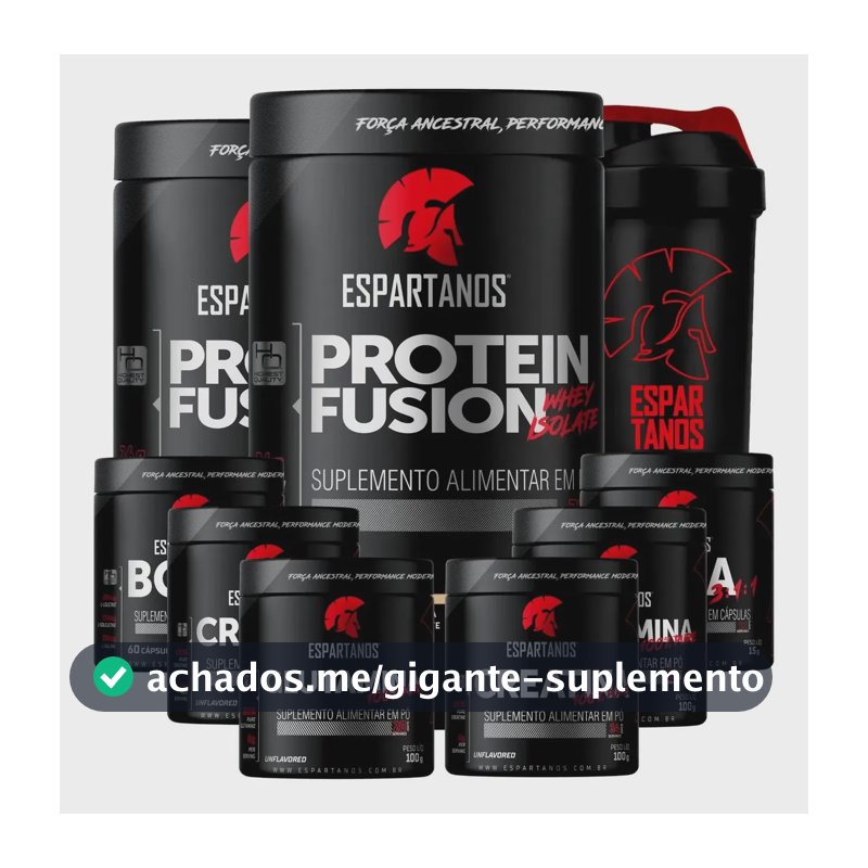 Kit 2x Whey Fusion + 2x Bcaa + 2x Crea + 2x Glutamina + Copo Sabor Chocolate/Baunilha