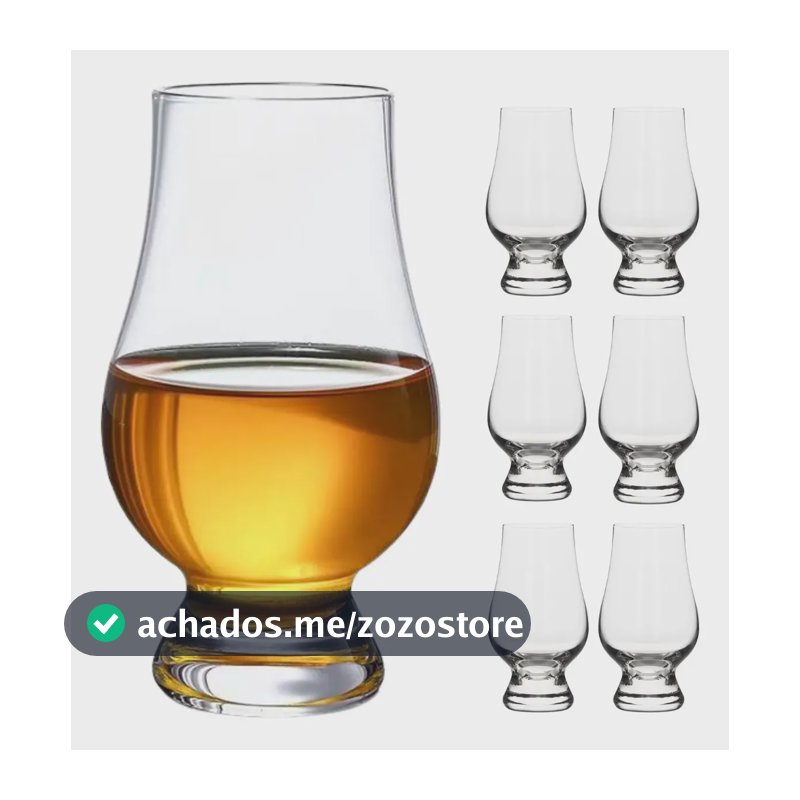 Copo Taça Degustação Whisky Kit Com 6 Unidades Transparente