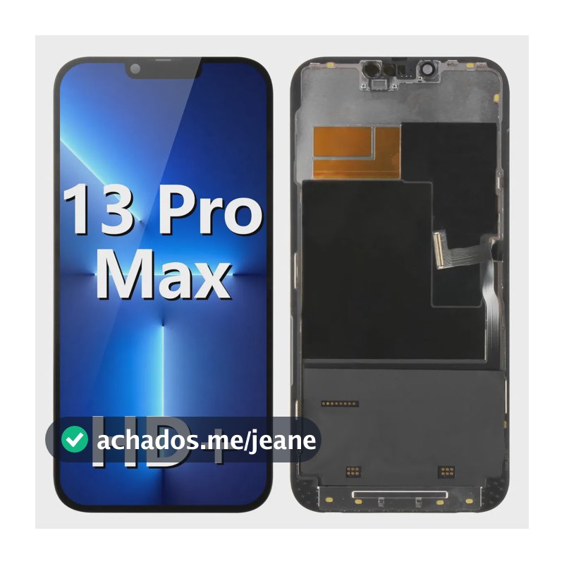 Tela Frontal Display HD+ Para iPhone 13 Pro Max A2643, A2484, A2641, A2644, A2645 Preto